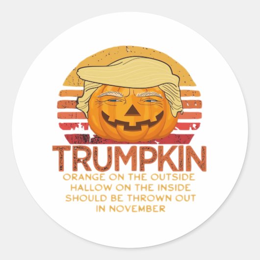 Trumpkin Halloween Funny Classic – Political Pumpk ラウンドシール (正面)