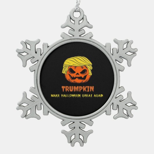 Trumpkin Make Halloween Great Again Short Funny Ha スノーフレークピューターオーナメント (正面)
