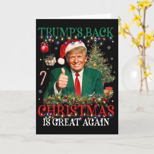 Trump's Ck Christmas Is Great Again Funny Trump Ch カード (黄色い花)