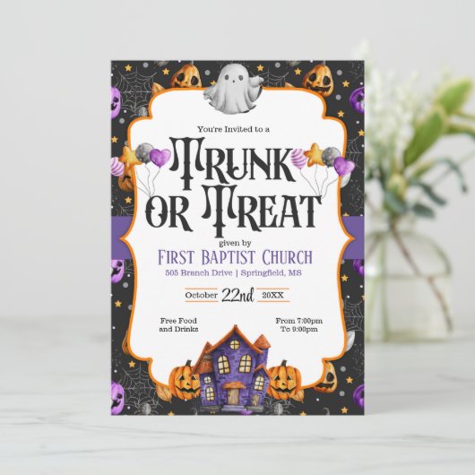 TrunkまたはTreat招待状 カード (スタンド正面)