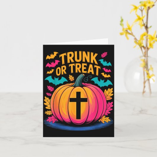 Trunk Or Treat Halloween Costume Christian Pumpkin カード (黄色い花)
