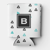 Truquoise & Black Trianglesパターンモノグラム 缶クーラー (正面)