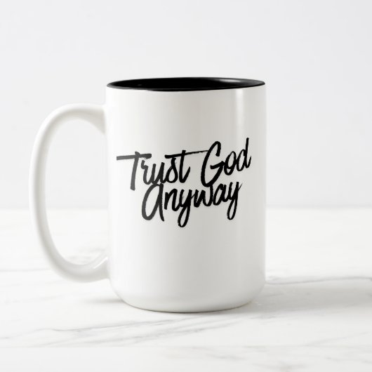 Trust God Anyway Black Combo Color Mug ツートーンマグカップ (左)