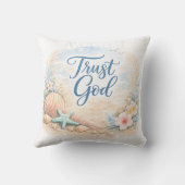 Trust God Coastal Beach Watercolor  クッション (裏面)