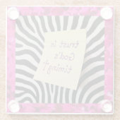 Trust in God's Timing pink glitter zebra y2k ガラスコースター (裏面)