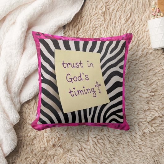 Trust in God's Timing pink glitter zebra y2k クッション (ブランケット)