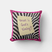 Trust in God's Timing pink glitter zebra y2k クッション (正面)