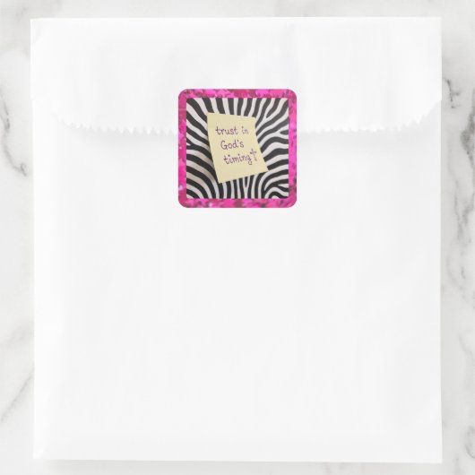 Trust in God's Timing pink glitter zebra y2k スクエアシール (バッグ)