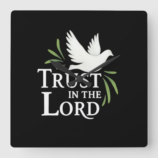 Trust in the Lord White Dove Christian Flat Cards スクエア壁時計 (正面)