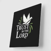 Trust in the Lord White Dove Christian Flat Cards スクエア壁時計 (傾斜)