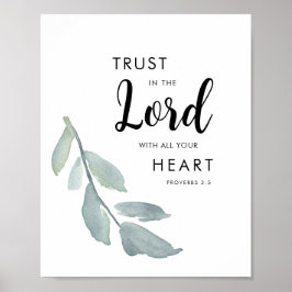 Trust in the Lord with all your Heart Green Leaves ポスター