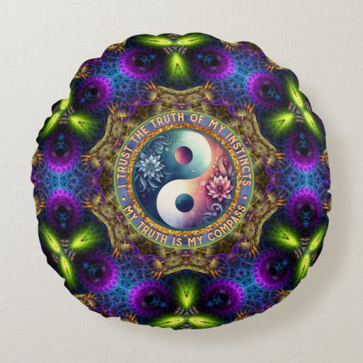 Trust Instincts Growth Compass Direction Inspire ラウンドクッション (正面)