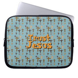 “Trust Jesus” With Crosses Christian Themed ラップトップスリーブ