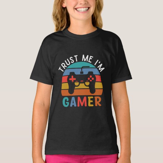 Trust Me Iam A Gamer, おもしろい Gamer引用文 Tシャツ (正面)
