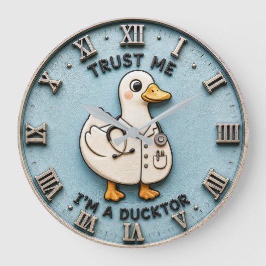 Trust Me I'm a Ducktor Funny Doctor Duck ラージ壁時計 (正面)
