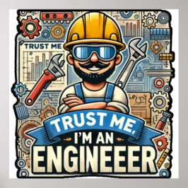 「Trust Me, I'm An Engineer」 3D Designer Wall Poste ポスター