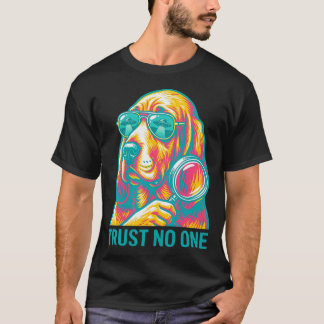 Trust No One Hound Dog Detective Alien Ufo Block Tシャツ