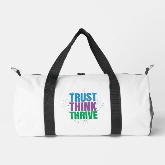 Trust Think Thrive – Motivational Quote Design ダッフルバッグ (正面)