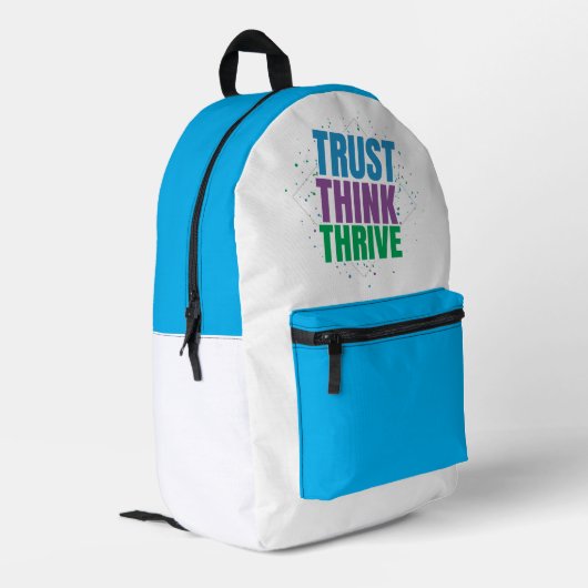 Trust Think Thrive – Motivational Quote Design プリントバックパック (裏面左端)