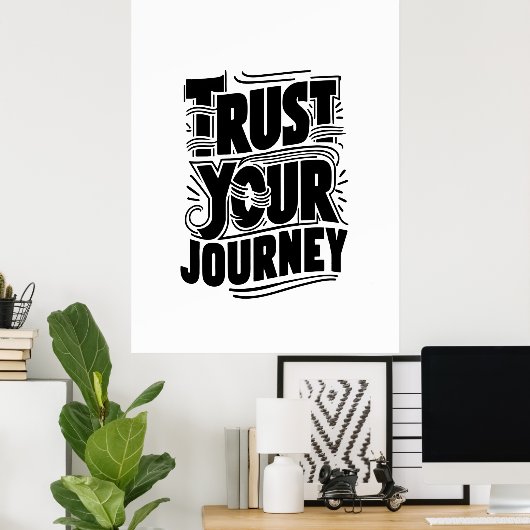 Trust Your Journey Vertical Typography Art ポスター (ホームオフィス)