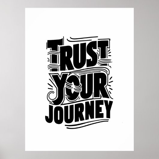 Trust Your Journey Vertical Typography Art ポスター (正面)