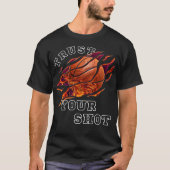 Trust Your Shot - はっきりした Black Basketball Tee Tシャツ (正面)