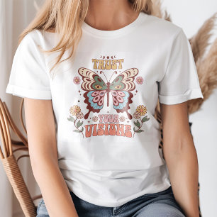 "Trust Your Vision" Boho Moth Moon Flowers Tシャツ