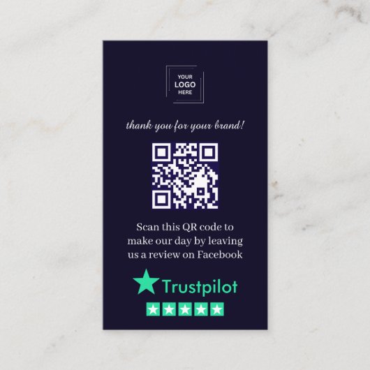 TrustpilotレビューQR顧客フィードバックスタイル 名刺 (正面)