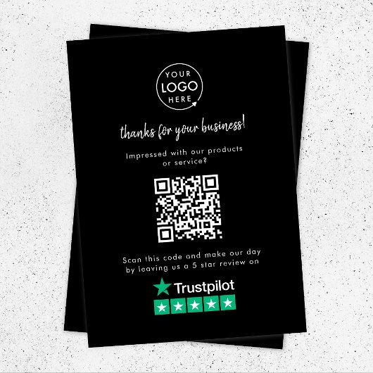 TrustpilotレビューusブラックビジネスありがとうQR エンクロージャーカード