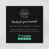 TrustpilotレビューusブラックビジネスありがとうQR スクエア名刺 (正面)