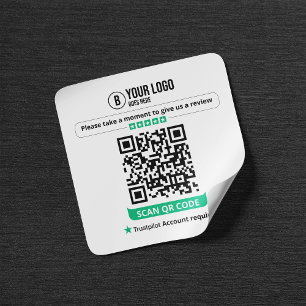 Trustpilot レビュー QR コード 私のビジネスを評価する 5 つ星 スクエアシール