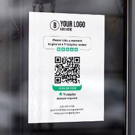 Trustpilot レビュー QR コード 私のビジネスを評価 5 つ星 ウィンドウサイン