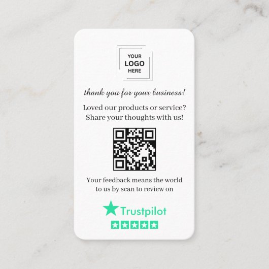 Trustpilot QRレビュー配布資料 ビジネススタイル 名刺 (正面)