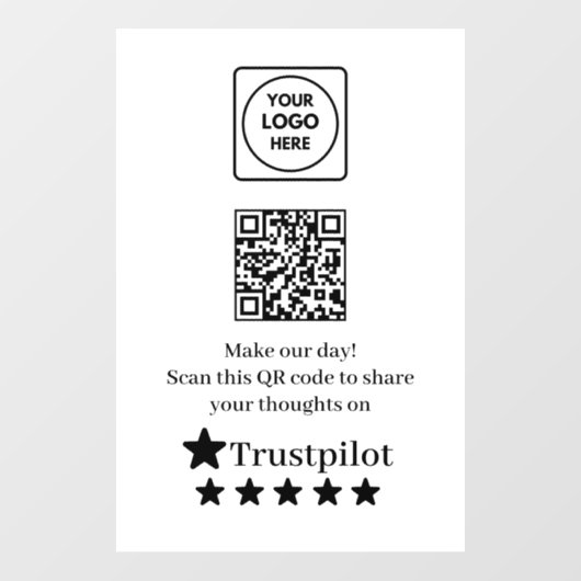 Trustpilot QR | ビジネスレビュー表示サイン ウィンドウサイン (シート)