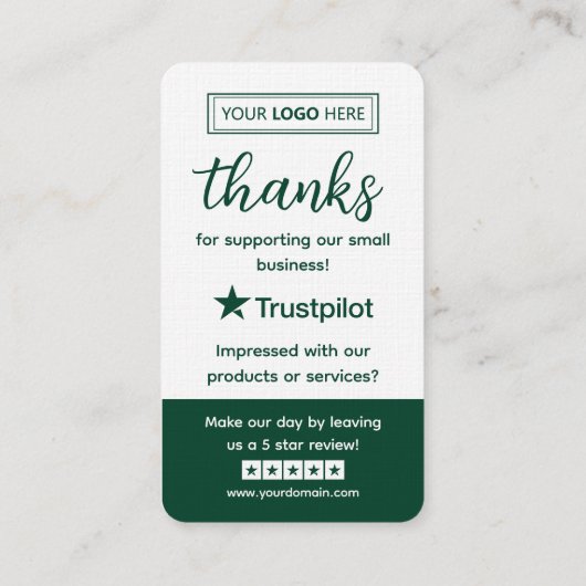 Trustpilot Review Request with Scannable QR Code 名刺 (裏面)