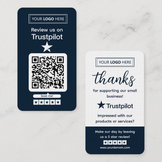Trustpilot Review Request with Scannable QR Code 名刺 (正面/裏面)