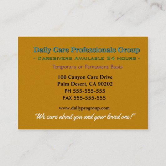 Trusty Petal Powerful Professional Caregiver  名刺 (裏面)