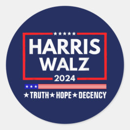 Truth Hope Decency Harris Walz 2024 ラウンドシール