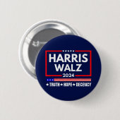 Truth Hope Decency Harris Walz 2024 缶バッジ (正面&裏面)