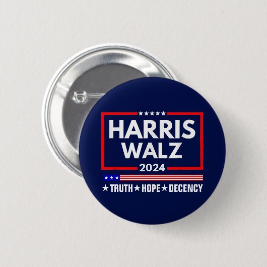 Truth Hope Decency Harris Walz 2024 缶バッジ (正面&裏面)