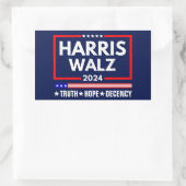 Truth Hope Decency Harris Walz 2024 長方形シール (バッグ)