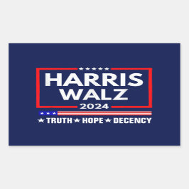 Truth Hope Decency Harris Walz 2024 長方形シール