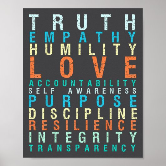 Truth Love Empathy Self Awareness Insrational Word ポスター (正面)
