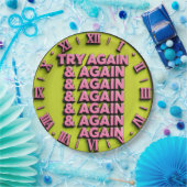 Try Again and Again Motivational Persistence Quote ペーパープレート (パーティー)