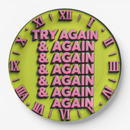 Try Again and Again Motivational Persistence Quote ペーパープレート