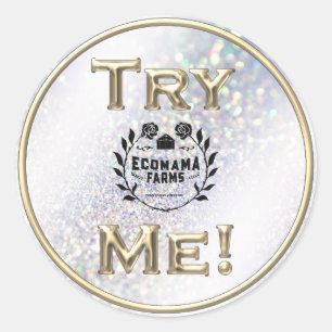Try Meロゴグリッターテスターのサンプルホログラフィック ラウンドシール