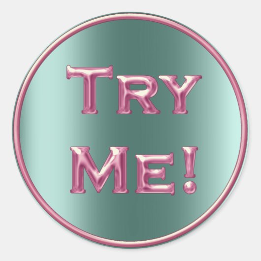 Try Me Mintティール(緑がかった色)ピンクテスターのサンプルコンテナ ラウンドシール (正面)