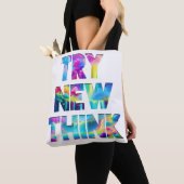 TRY NEW 考え -引用文やる気を起こさせるバッグデザイン トートバッグ (クローズアップ)
