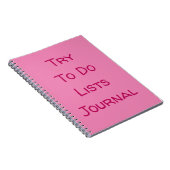"Try To Do Lists Journal" おもしろい引用文ピンク文字 ノートブック (右側)