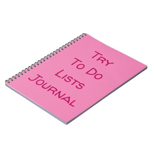 "Try To Do Lists Journal" おもしろい引用文ピンク文字 ノートブック (左側)